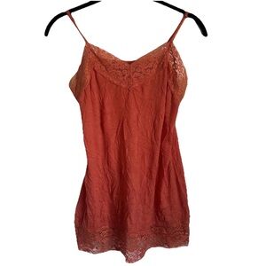 Vtg Piper & Blue Crinkle Coral Lace Tank Top Fairy Womens M Y2K Fairy Grunge